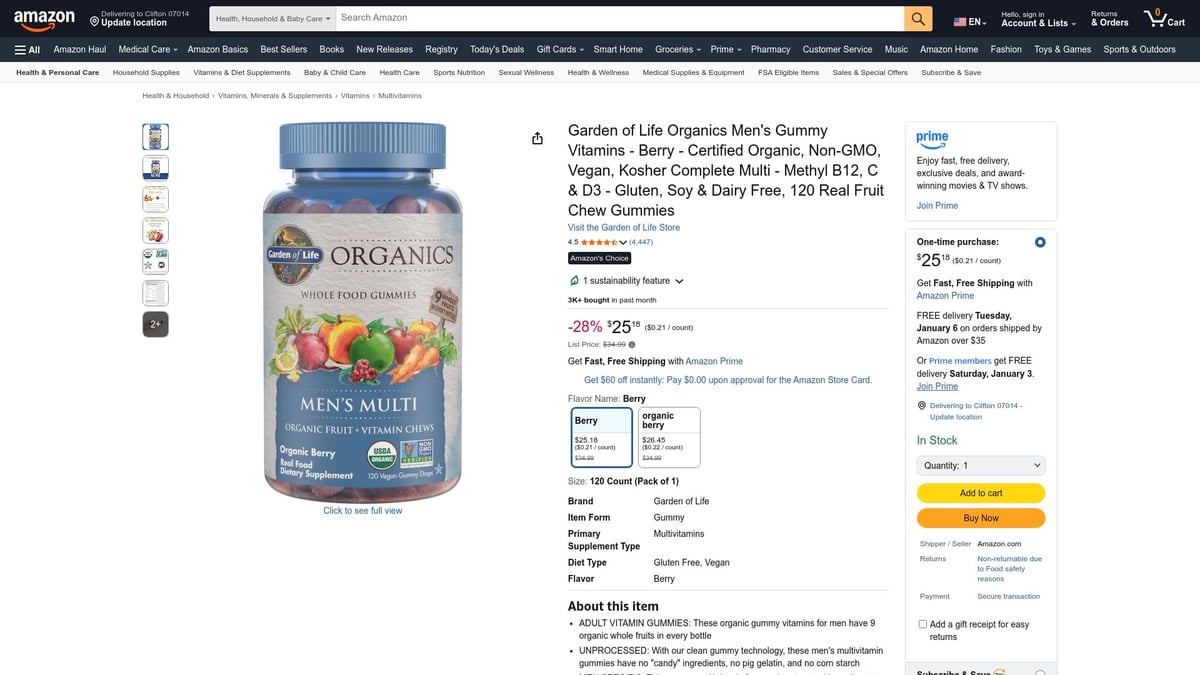 8 Best Vitamins For Men in 2026 for Energy and Wellness - Garden of Life Multi Berry Gummy