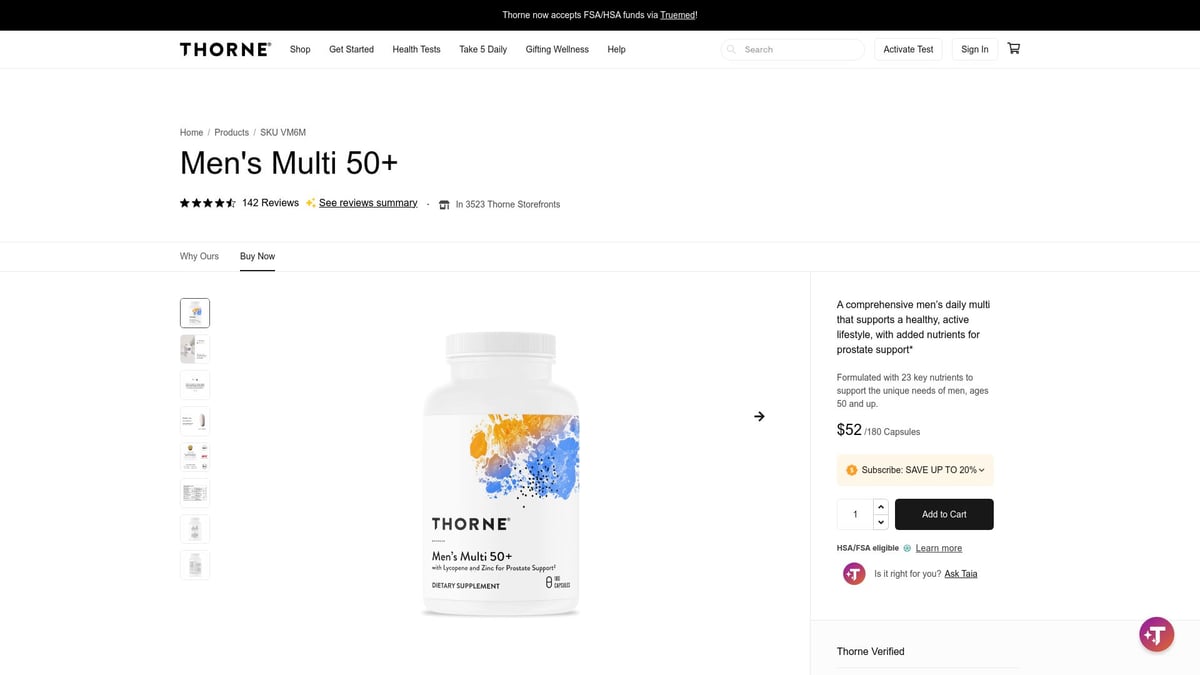 8 Best Vitamins For Men in 2026 for Energy and Wellness - Thorne Multi 50+ Daily