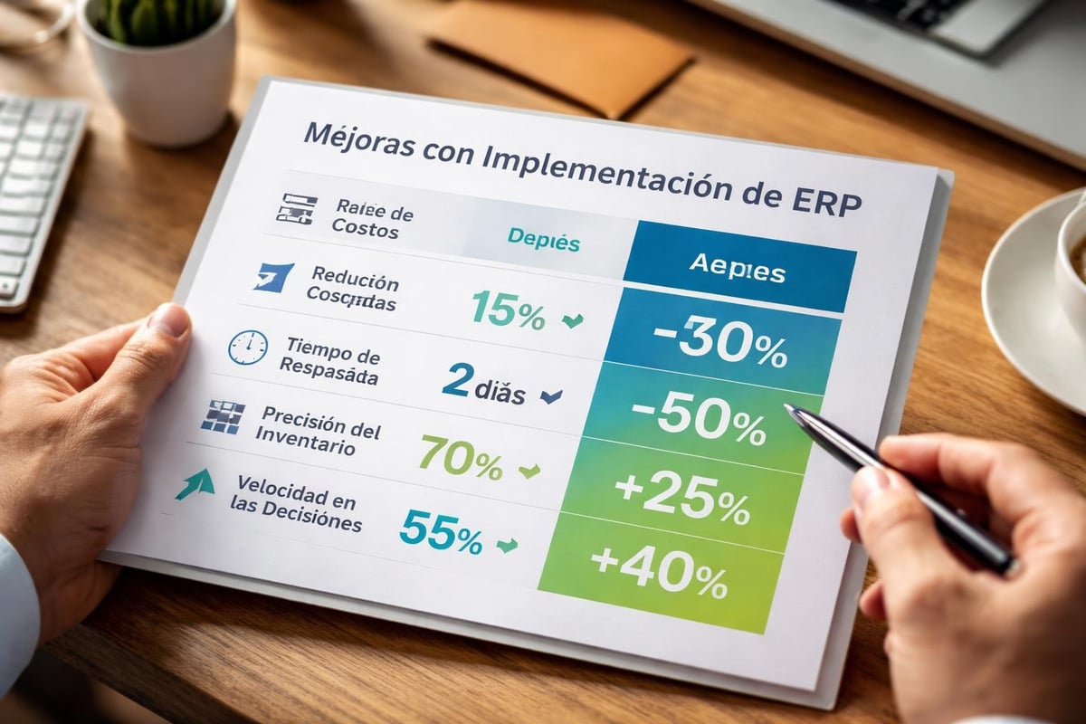 Beneficios del ERP en indicadores empresariales