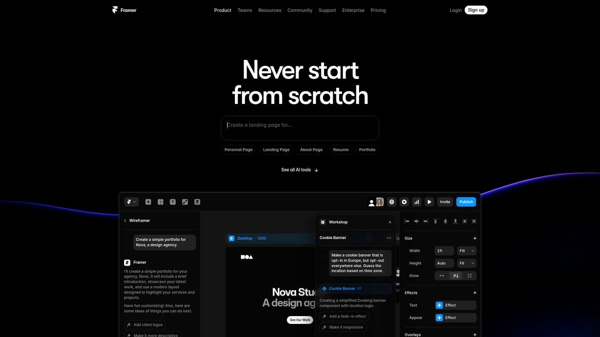 7 Nejlepších Ai Pro Tvorbu Webů, Které Musíte Zkusit 2025 - Framer AI