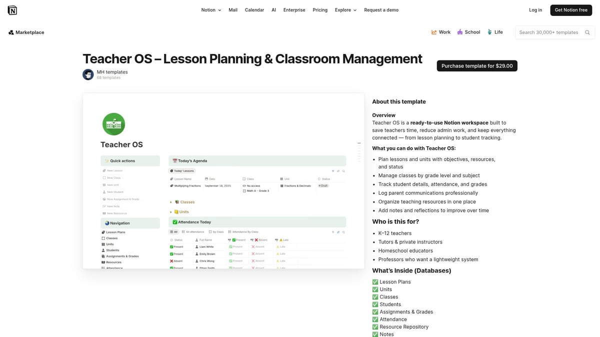 Top 7 Lesson Templates for Teachers to Streamline Planning 2026 - Teacher OS – Lesson Planning & Classroom Management (Notion)