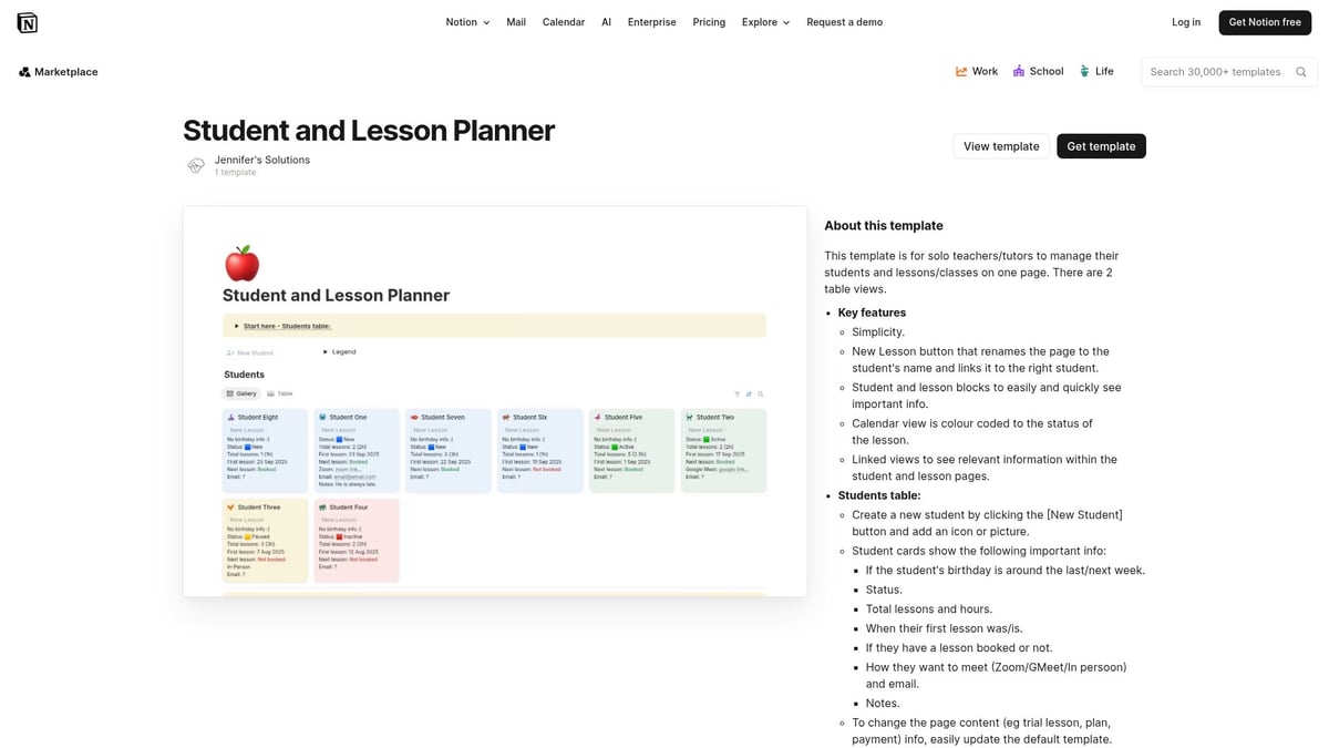 Top 7 Lesson Templates for Teachers to Streamline Planning 2026 - Student and Lesson Planner – Notion