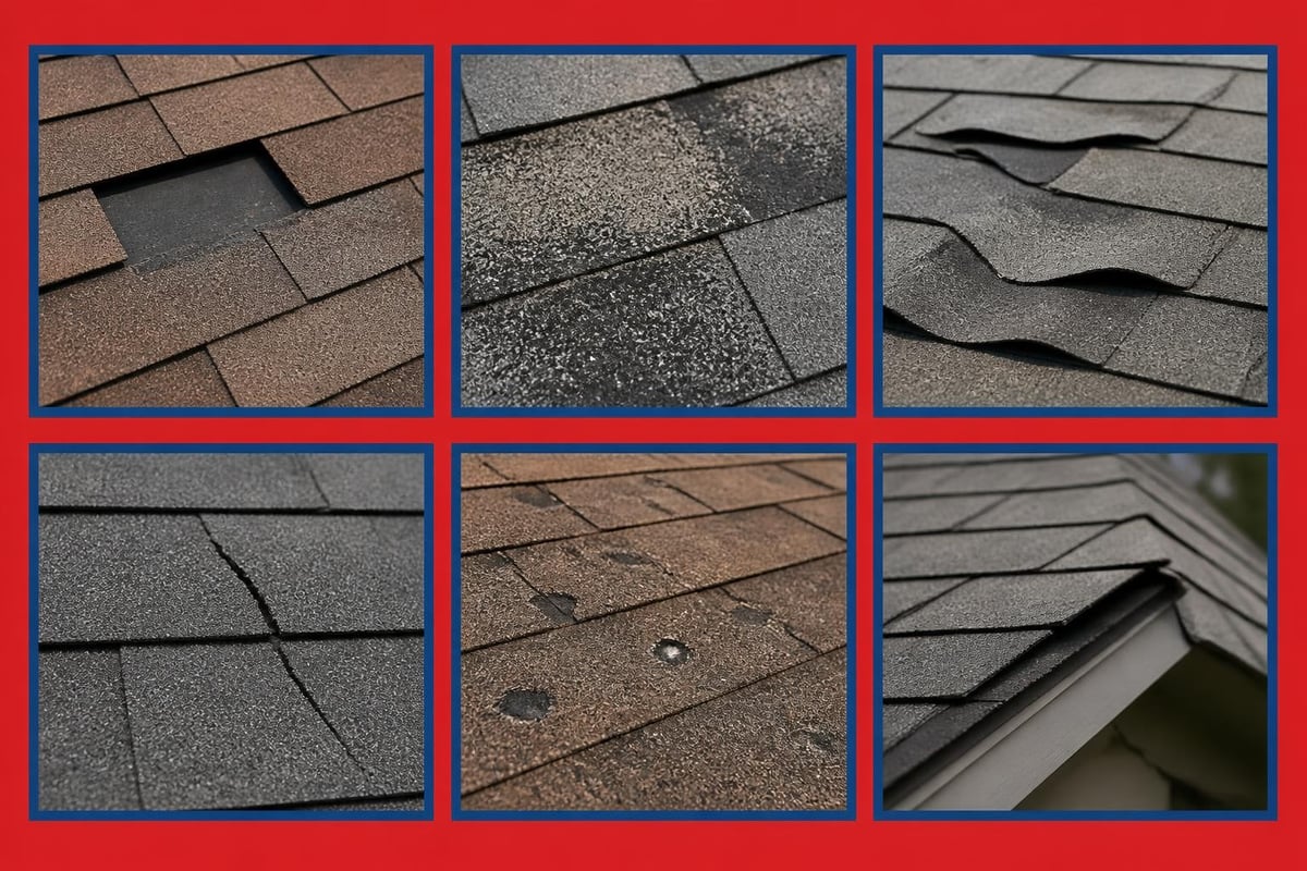 Types of asphalt shingle damage