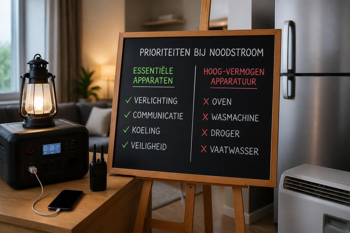 Essentiële apparaten noodstroom