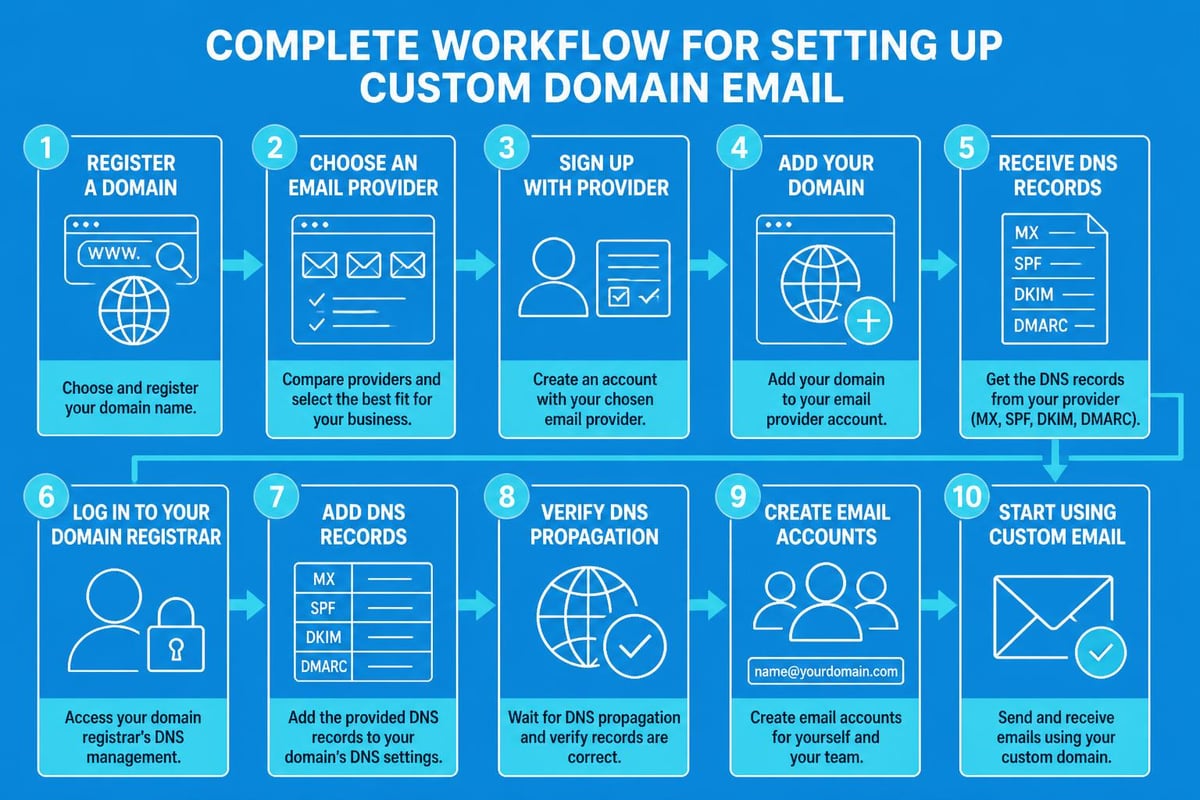 Custom domain email setup workflow