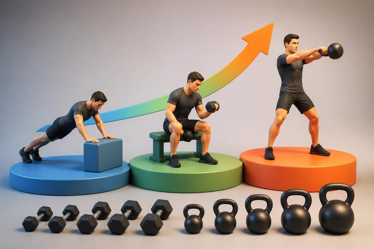 Dumbbell and kettlebell exercise progression