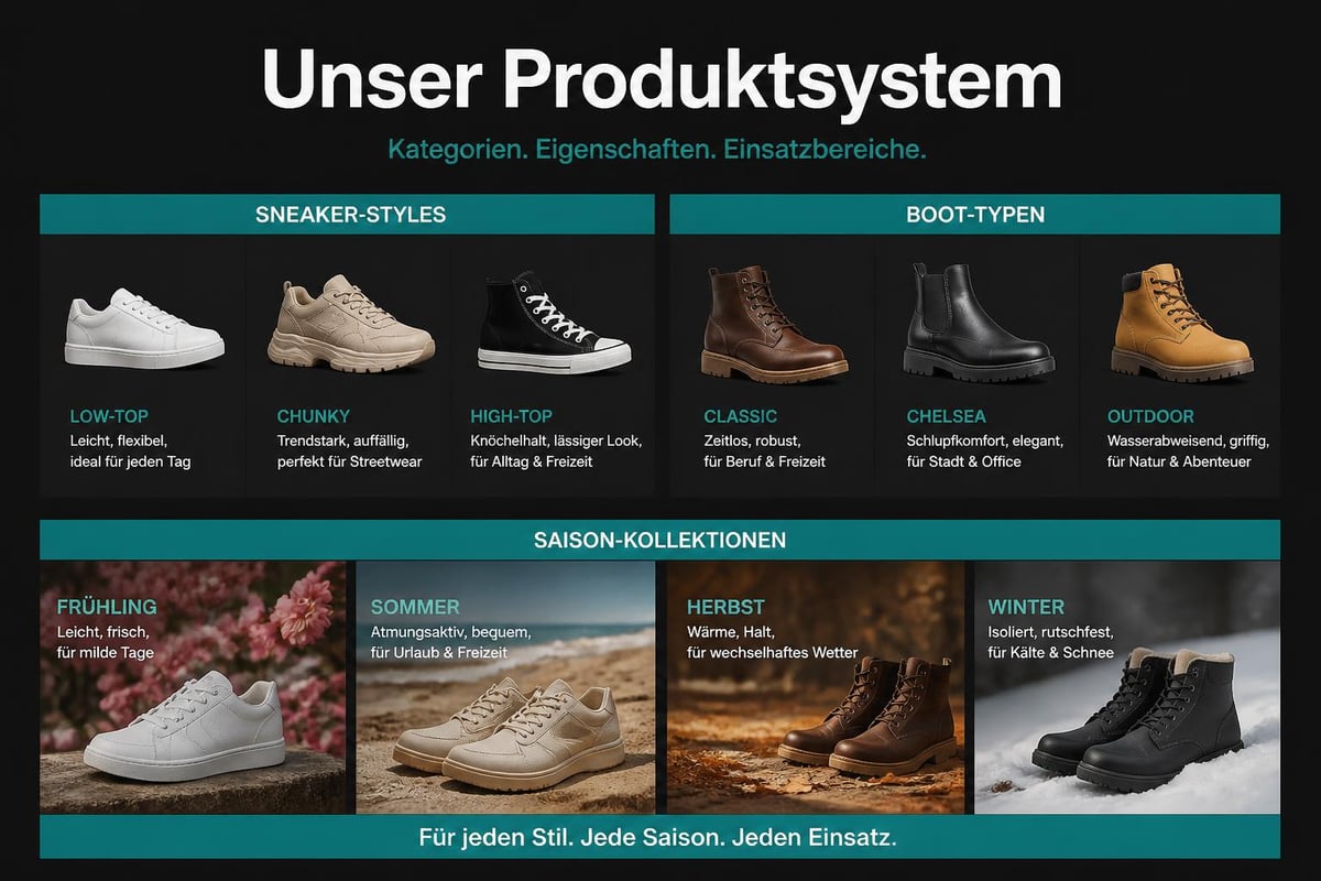 Schuhkategorien Übersicht