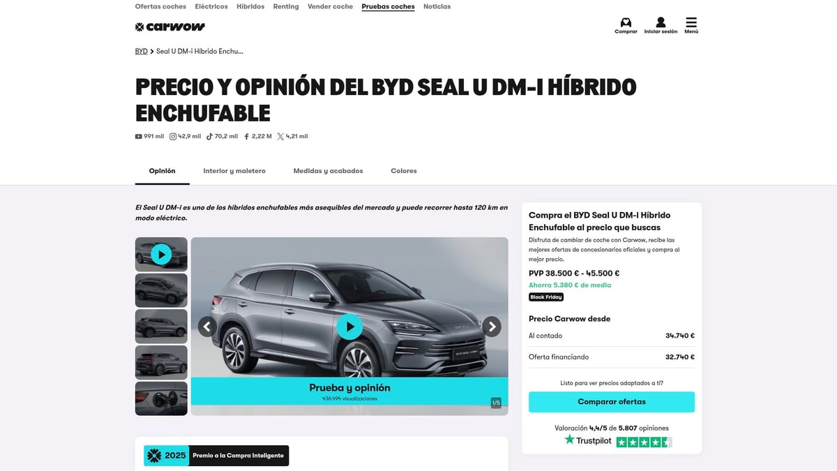 Top 10 Coches Chinos en España Que Sorprenden en 2025 - BYD Seal U DM-i