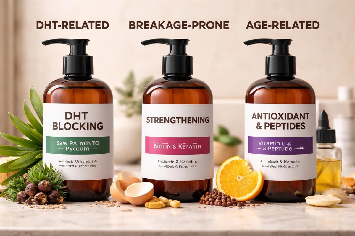 Hair loss types requiring different shampoo formulations