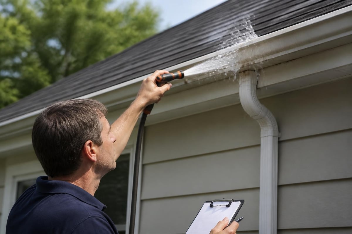 Gutter water flow testing