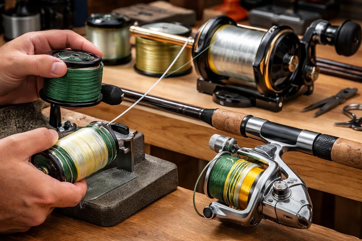 Fishing line spooling techniques