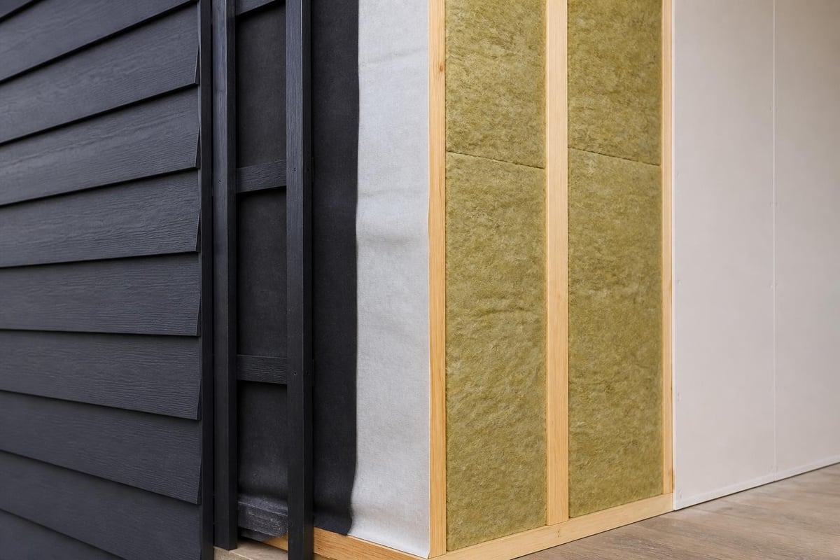 Building envelope layers showing wall wrap function