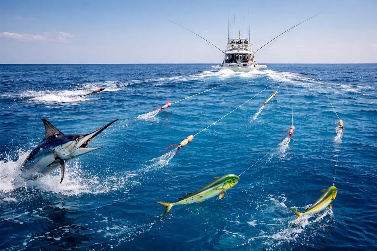 Offshore trolling spread