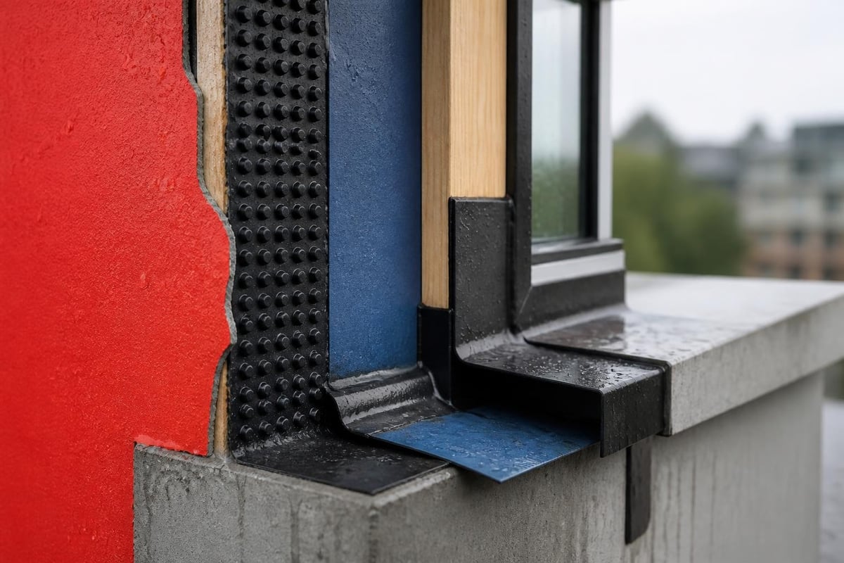 Building envelope waterproofing layers