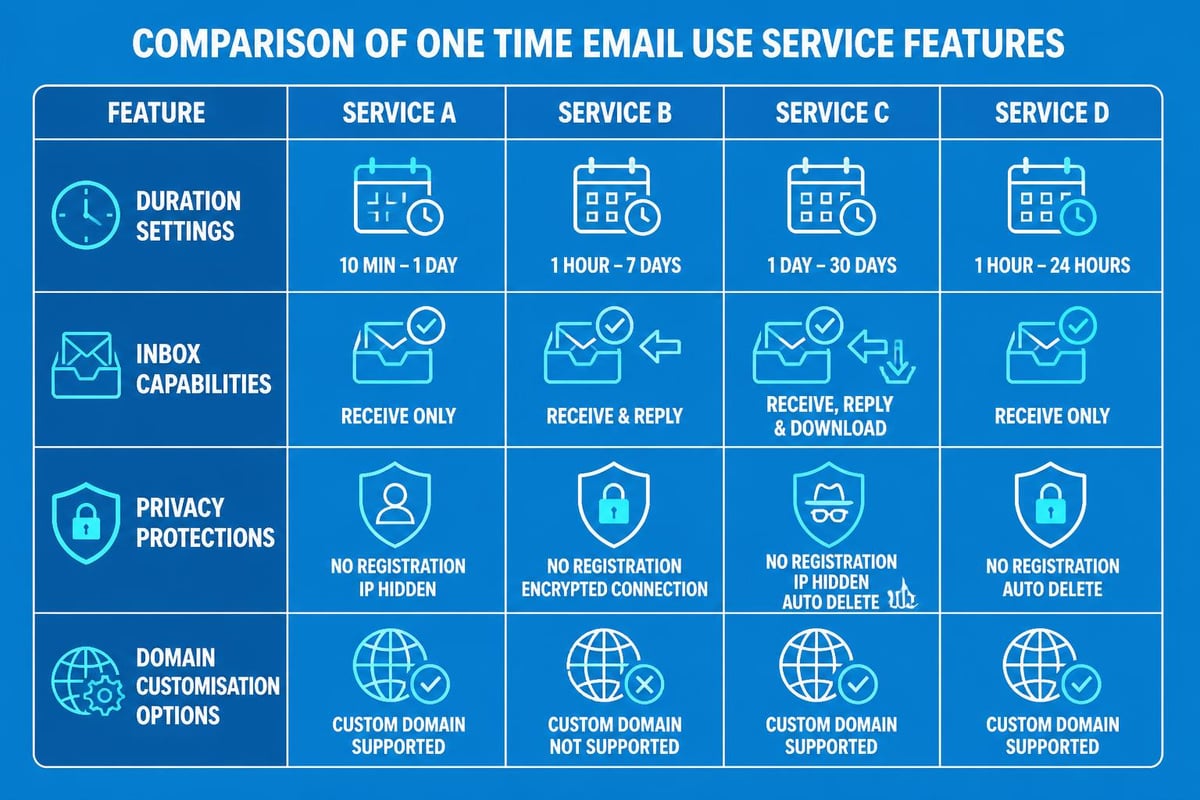 Temporary email service features
