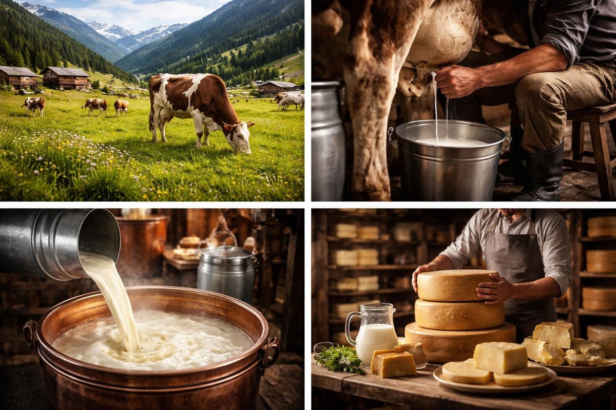Käseherstellung in alpiner Sennerei