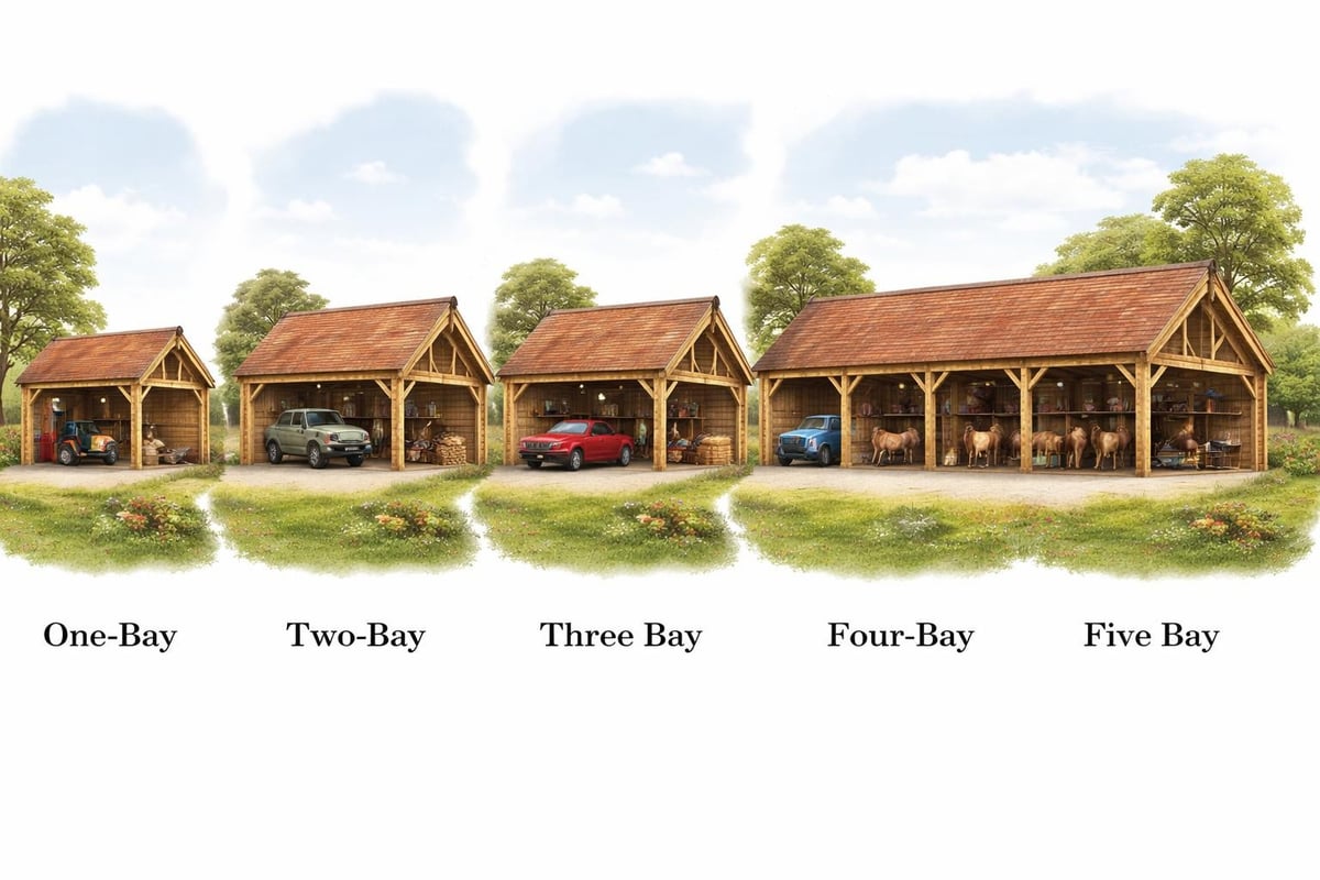 Oak barn bay configurations