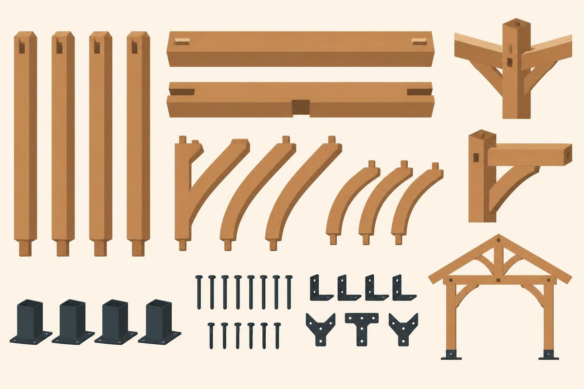 Timber frame porch kit components