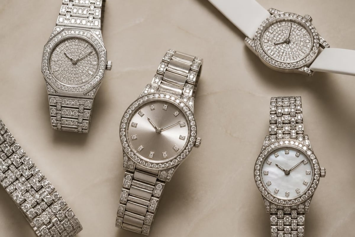 Watch component diamond placement