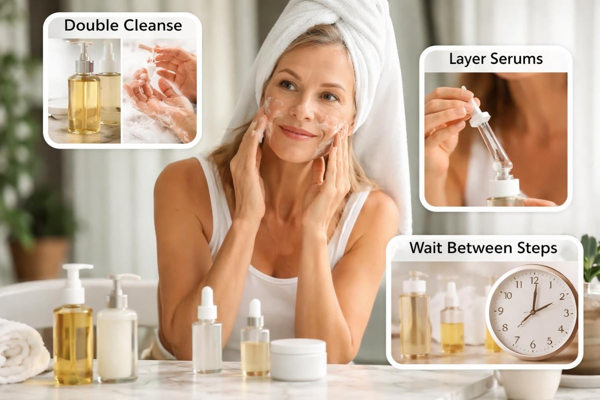 Evening skincare routine steps