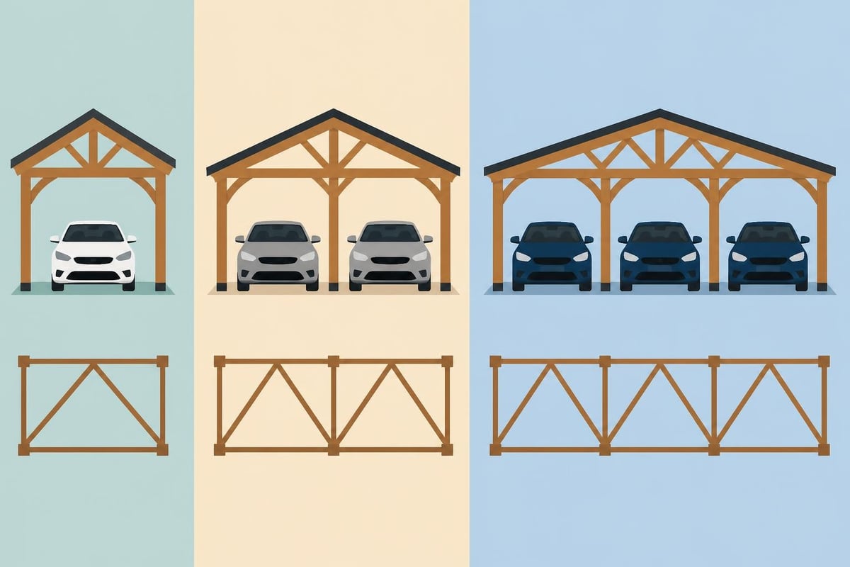Wooden carport bay configurations