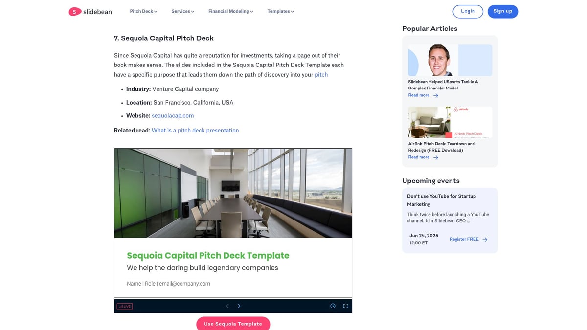10 Inspirierende Startup Pitch Deck Ideen für 2026 - Sequoia Capital Pitch Deck Template