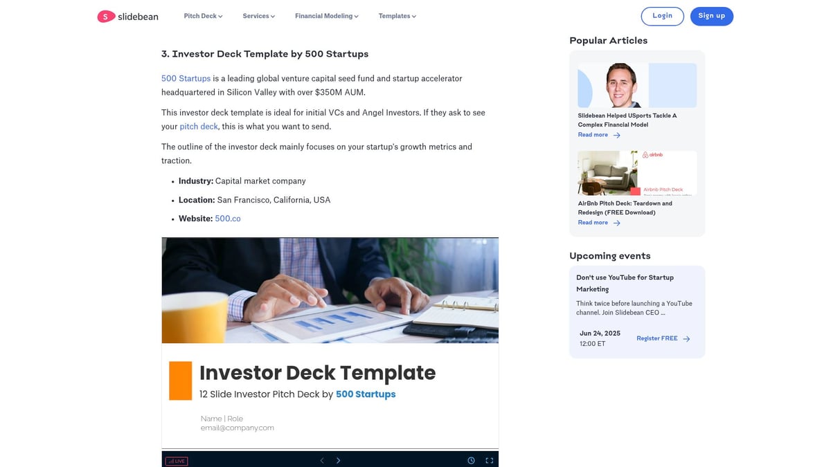 10 Inspirierende Startup Pitch Deck Ideen für 2026 - 500 Startups Investor Deck