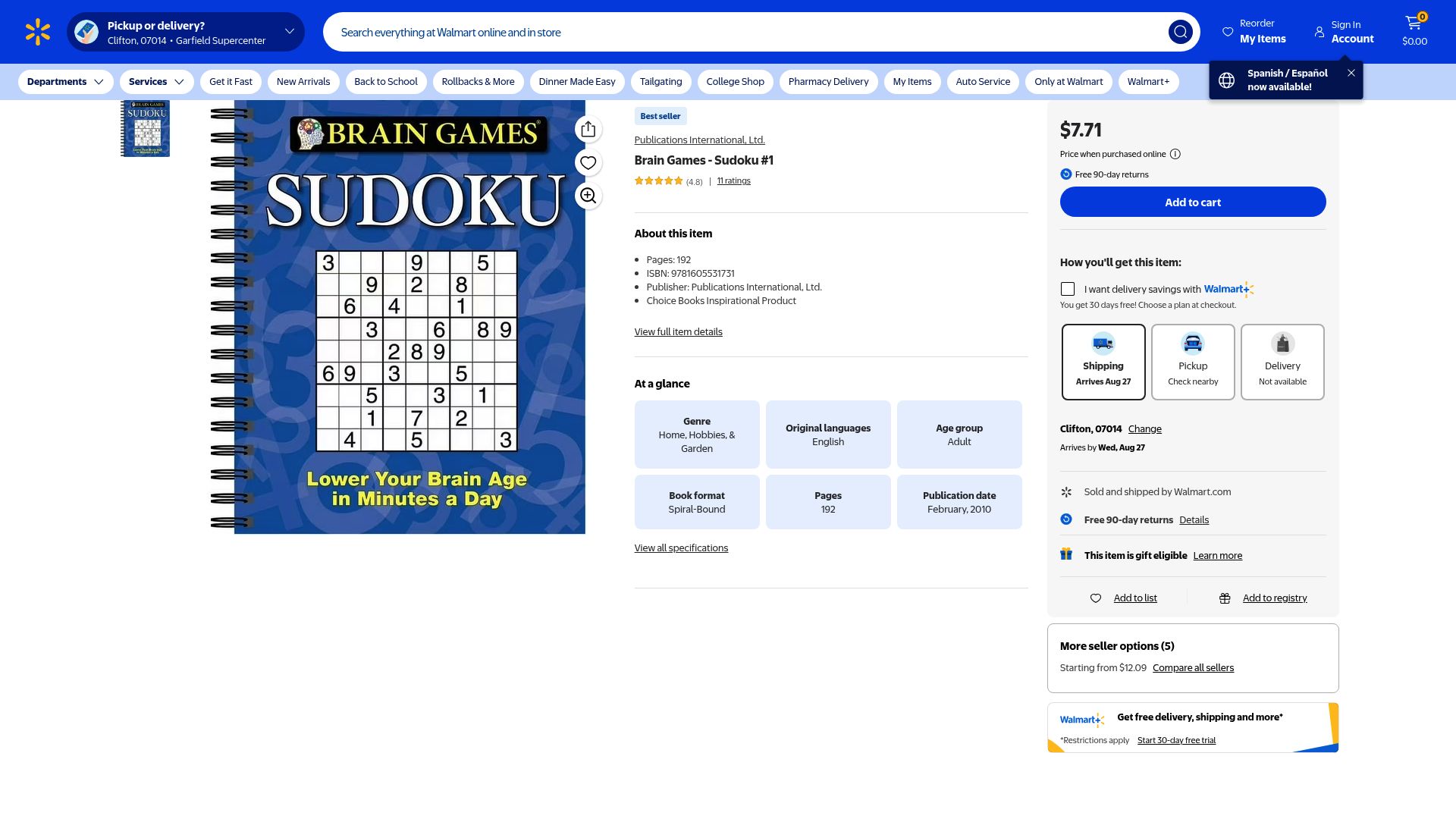 Top 10 Sudoku Game Books to Try in 2025 - Brain Games - Sudoku #1