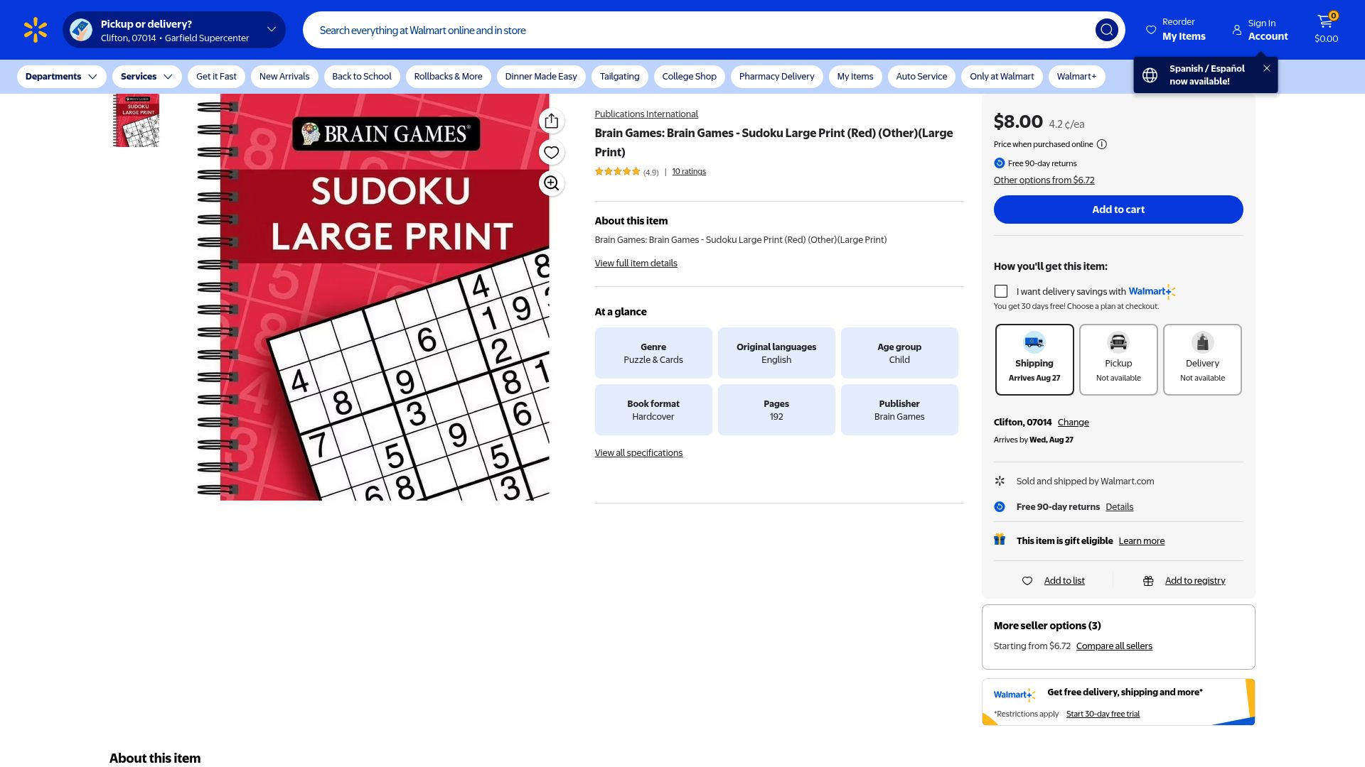 Top 10 Sudoku Game Books to Try in 2025 - Brain Games: Sudoku Large Print (Red)