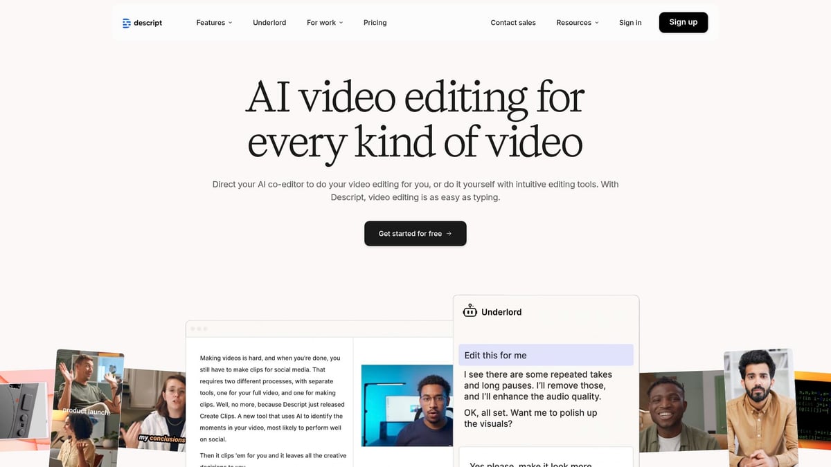 7 Game-Changing Best AI Video Creator Tools for 2025 - Descript