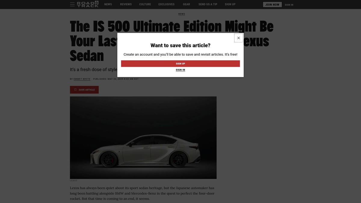 2025年7款肌肉车引领2026年潮流 - 2025款雷克萨斯IS 500 F Sport Performance