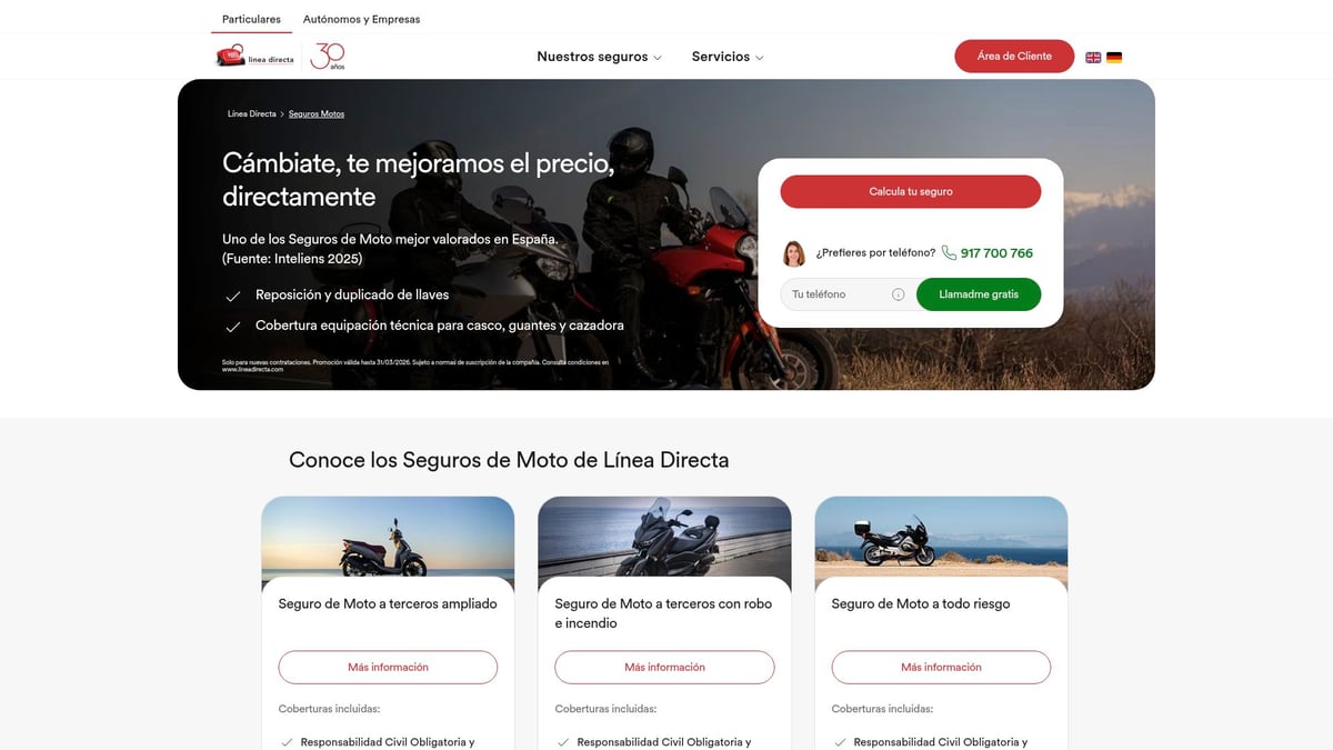 7 Mejores Comparativa De Seguros Moto Para Elegir En 2026 - L&iacute;nea Directa: Precio competitivo y gesti&oacute;n online