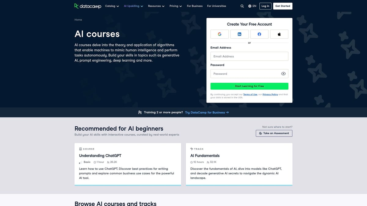 9 Essential AI Courses For Working Professionals In 2025 - DataCamp: AI Fundamentals