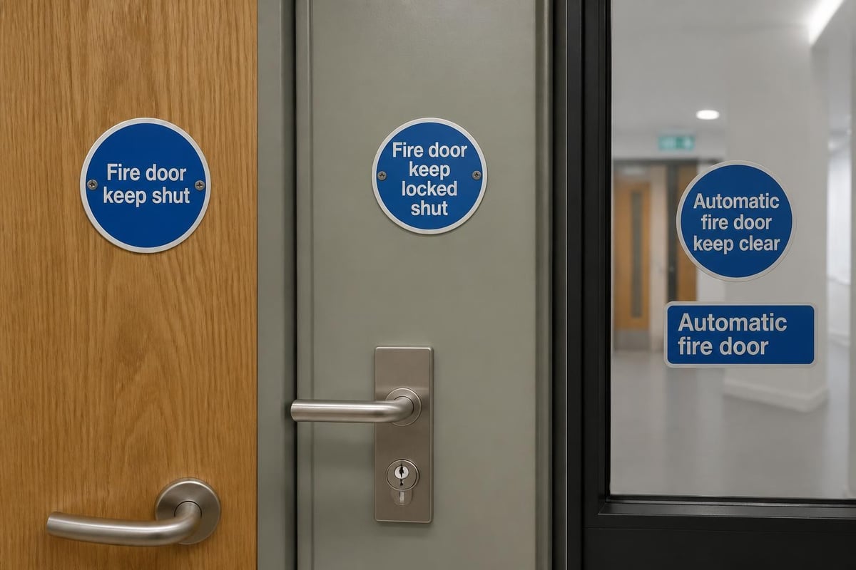 Fire door sign variations
