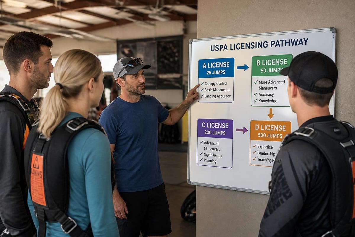 Parachute jumper license progression