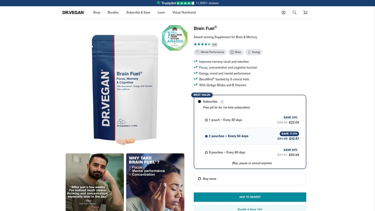 8 Best Brain Food Supplements to Sharpen Your Mind in 2026 - Brain Fuel® by DR.VEGAN