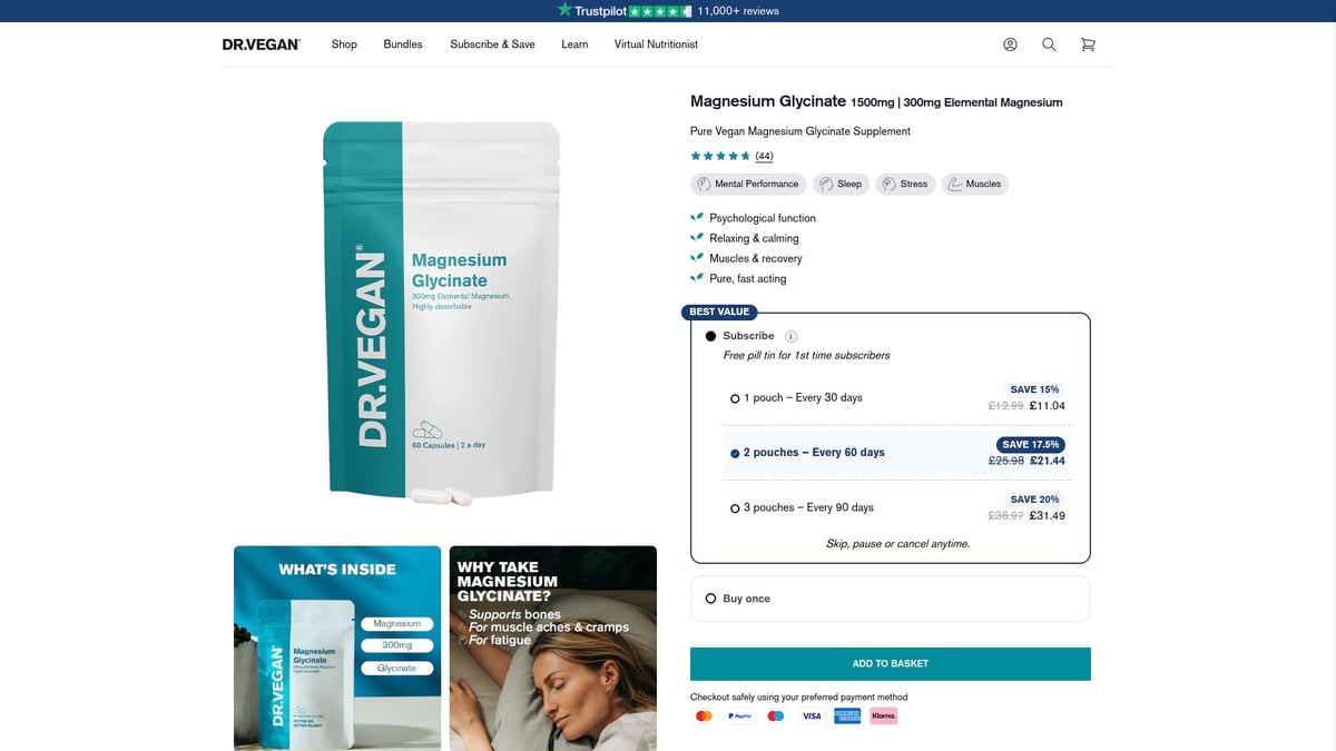 8 Best Brain Food Supplements to Sharpen Your Mind in 2026 - Magnesium Glycinate by DR.VEGAN