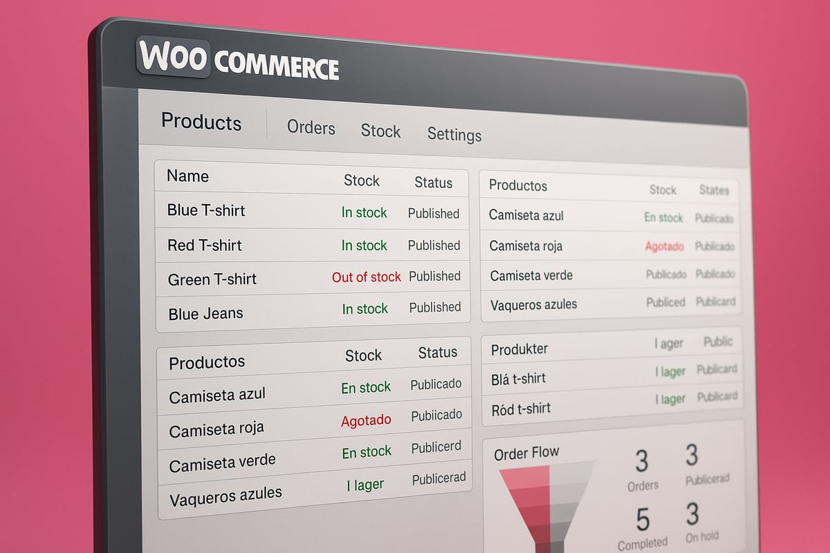 Produkt-, lager- och orderhantering för flera språk