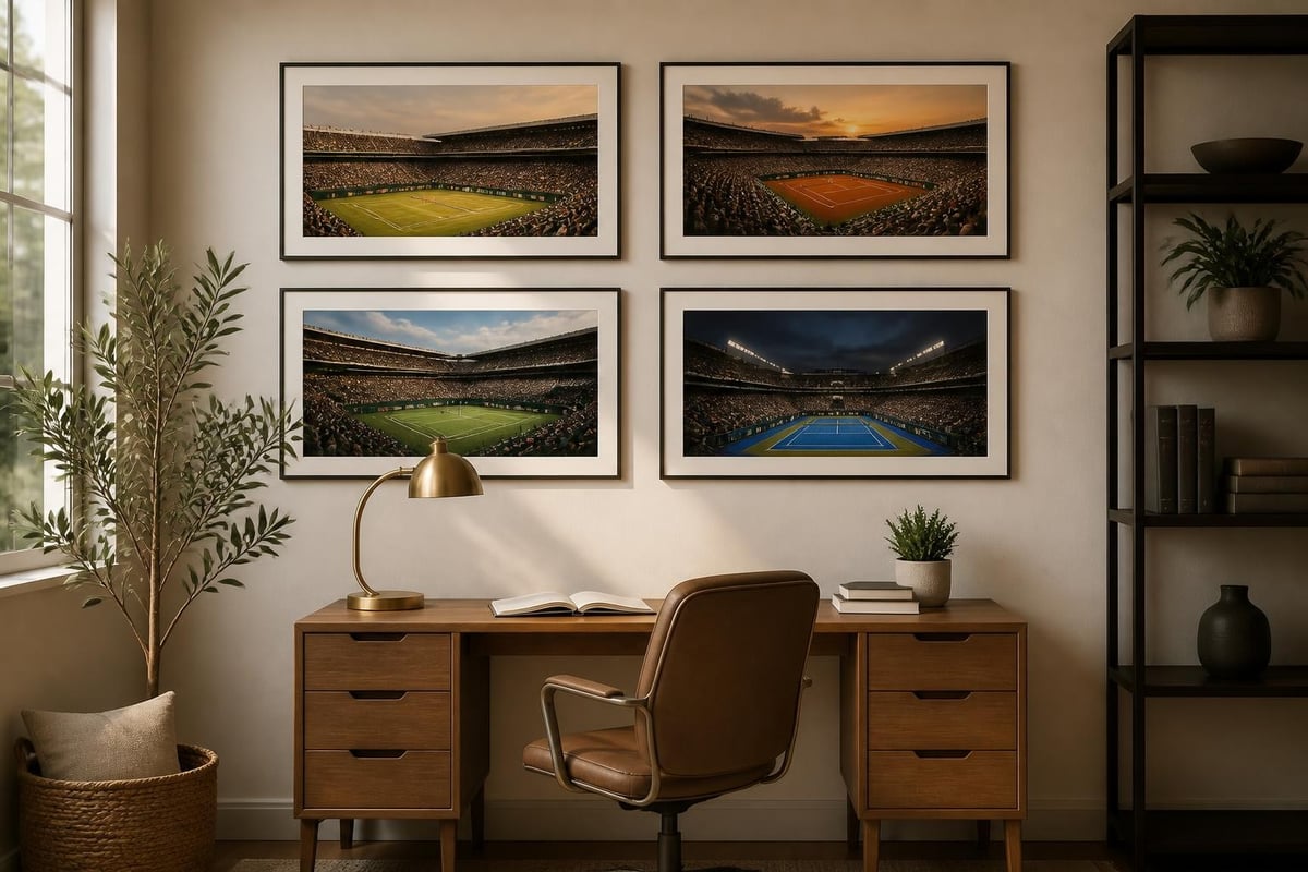 Tennis court wall art display