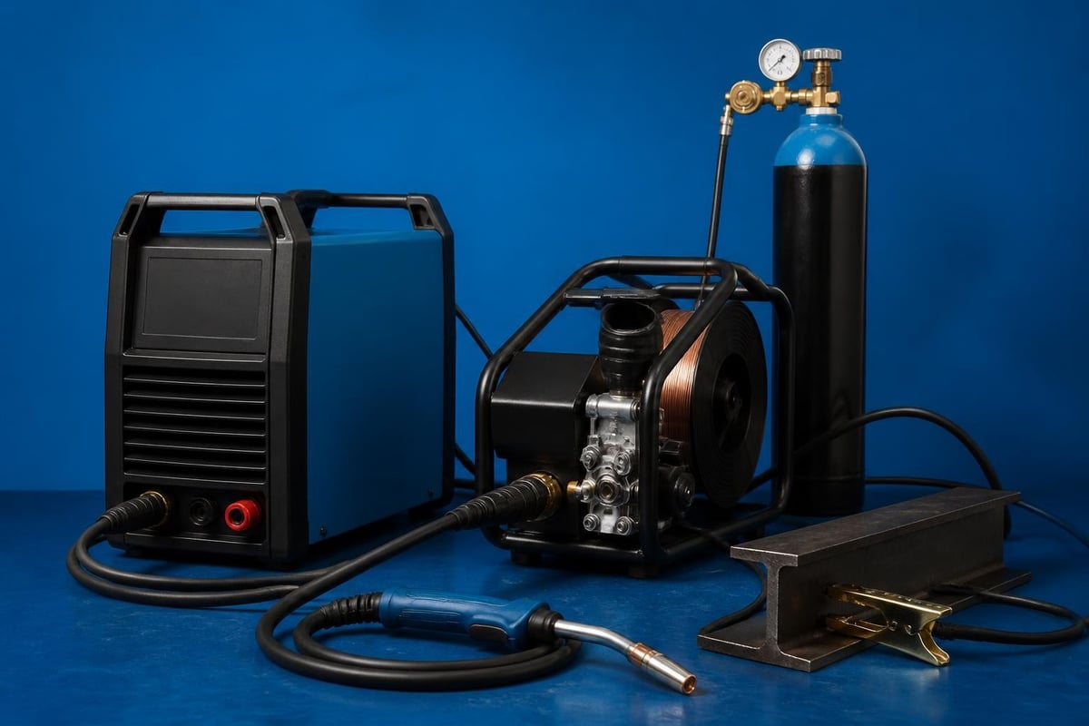 CO welding equipment setup components