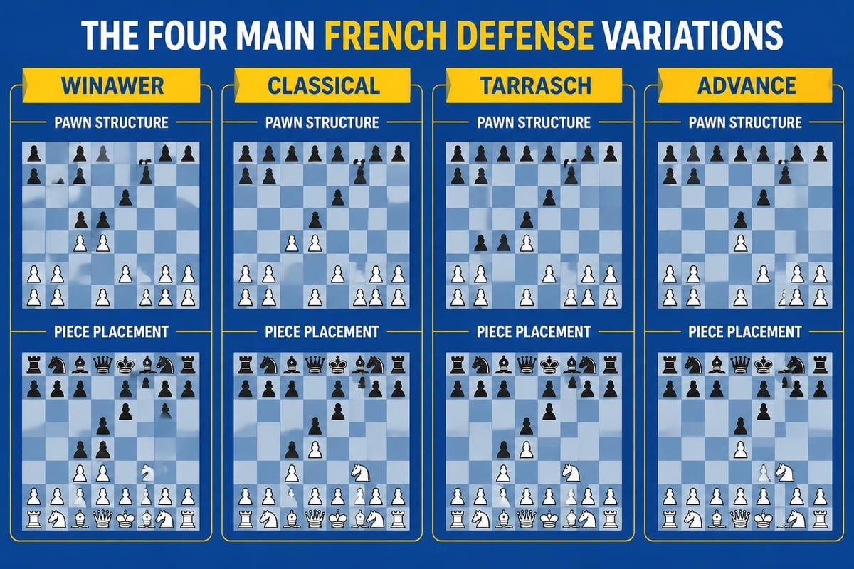 French Defense variations comparison