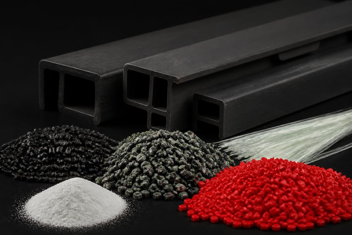Plastic kerbing material composition