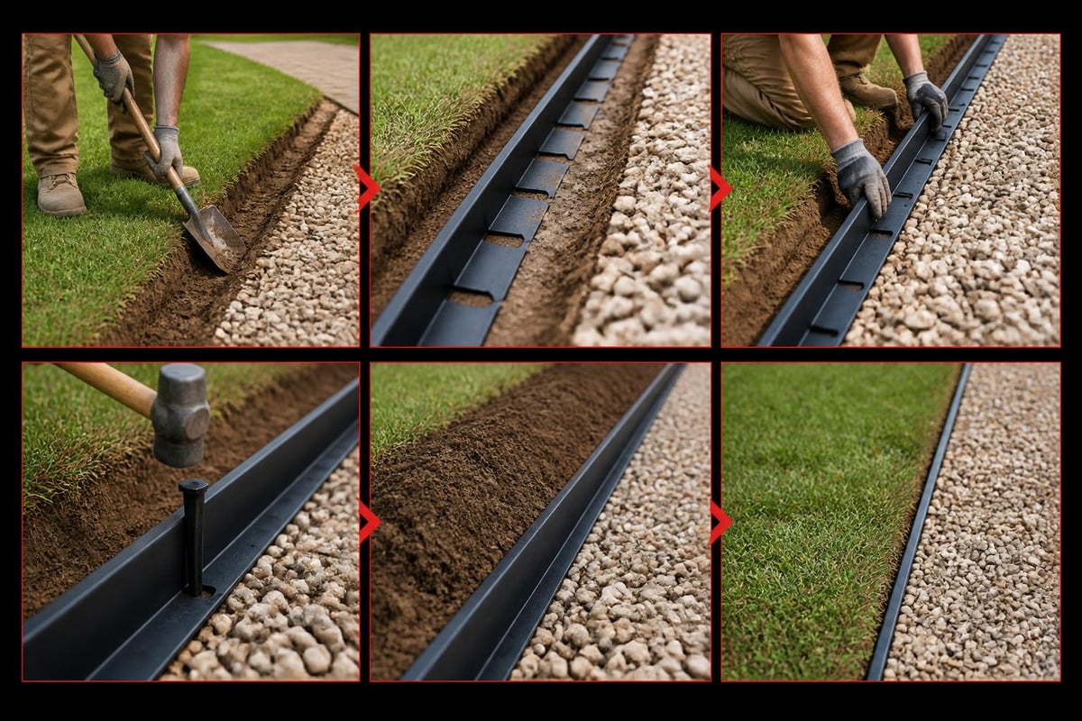 Plastic kerbing installation workflow