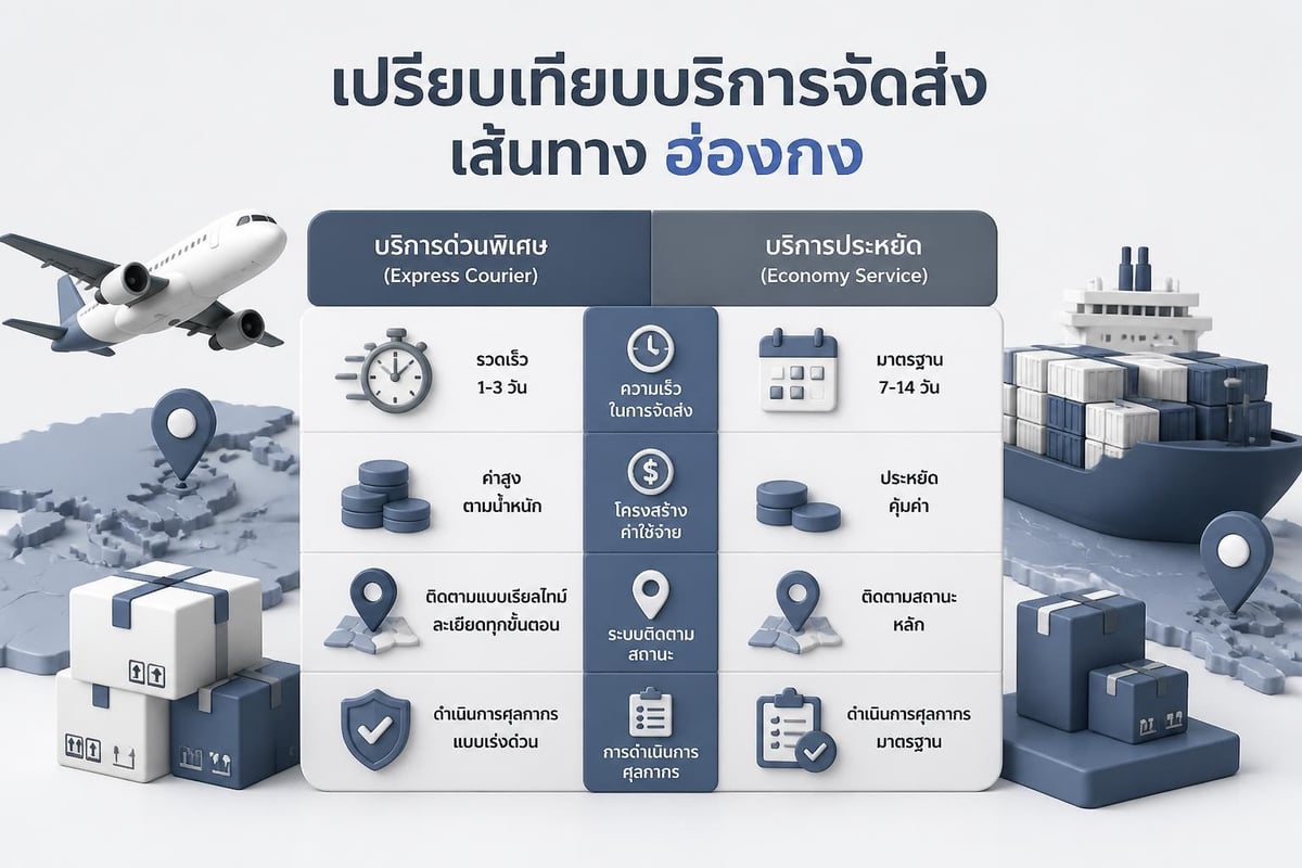 Comparison of express and economy shipping services
