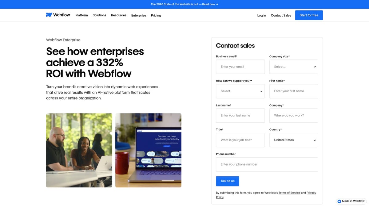 7 Innovative Website Design Company Ideas for 2026 - Webflow Enterprise – Scalable, Visual Web Development