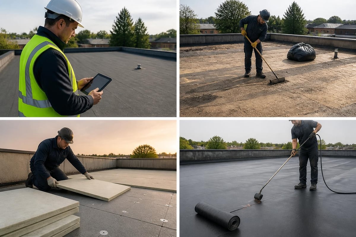 Flat roof replacement process steps
