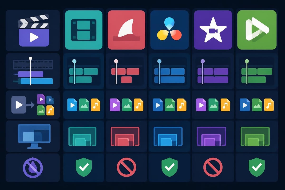 Free video editor feature comparison