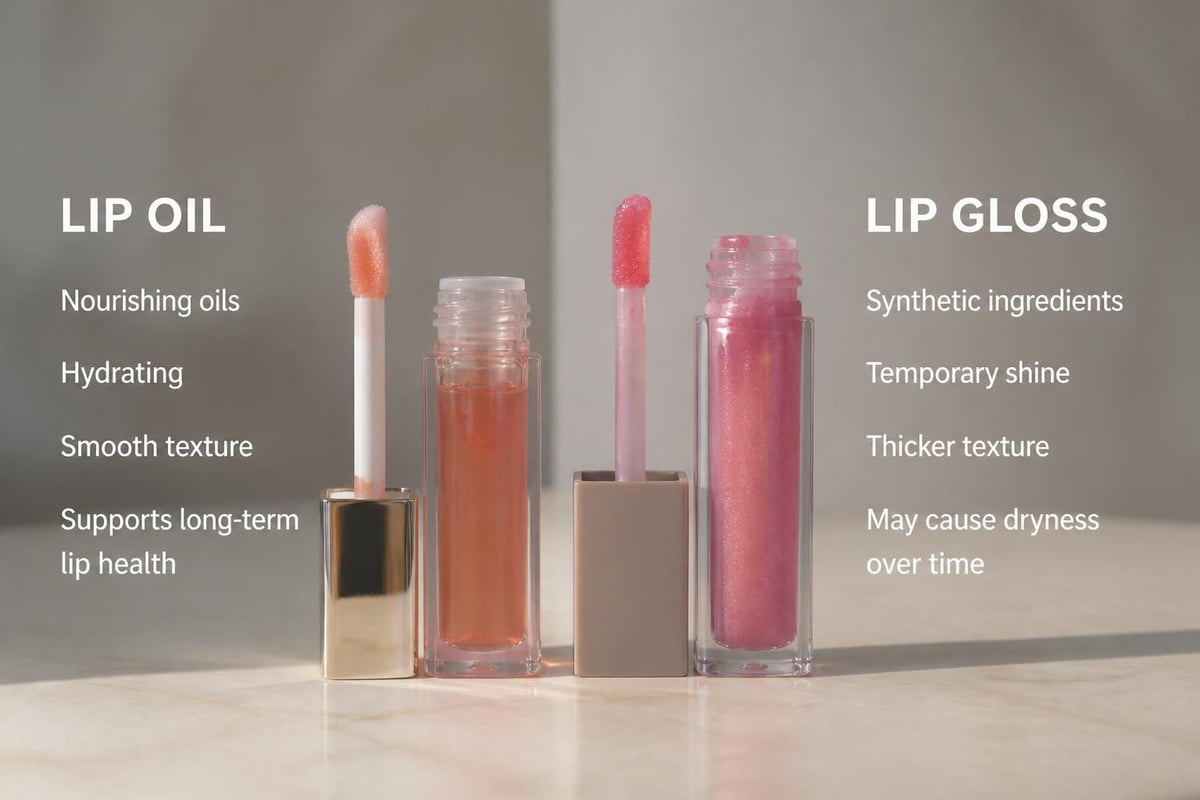 Lip oil versus gloss comparison