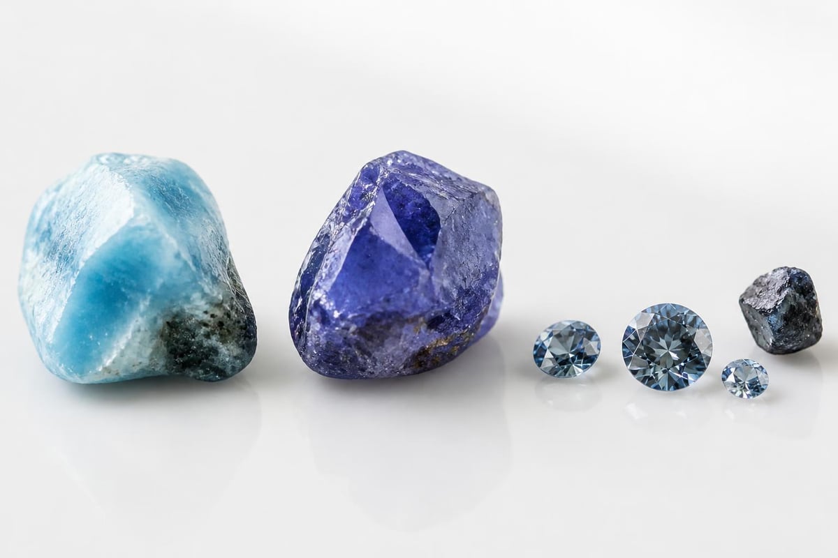 Rarity comparison of blue gemstones