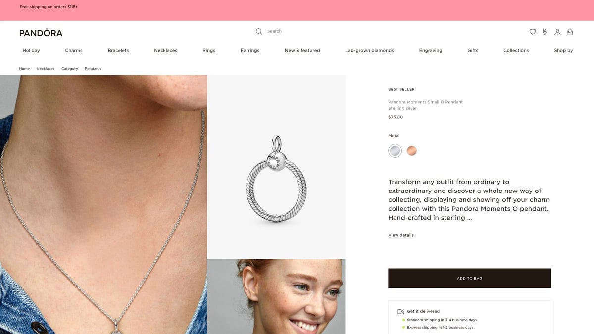 9 Stunning Pendants for a Necklace to Elevate Your Look 2025 - Pandora Moments O Pendant with Charms